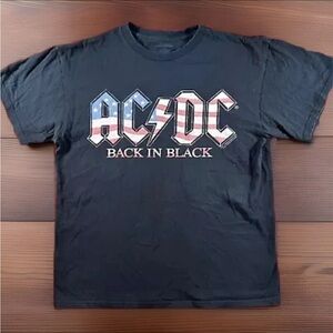AC/DC T-Shirt Adult Medium Black American Flag Back In Black Vintage Style Tee